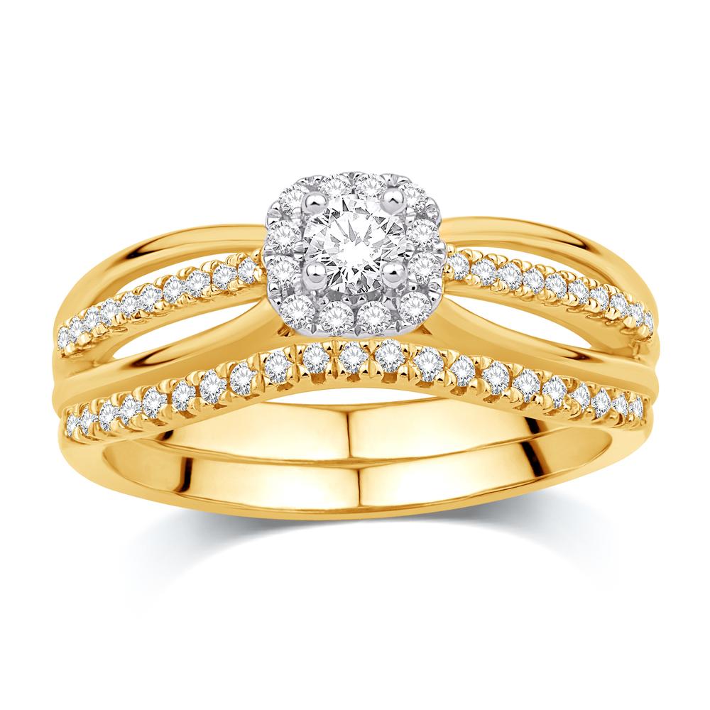 14K Yellow Gold 0.34 Carat (0.10 CTR) Certified Round Bridal Ring-0532725-YG