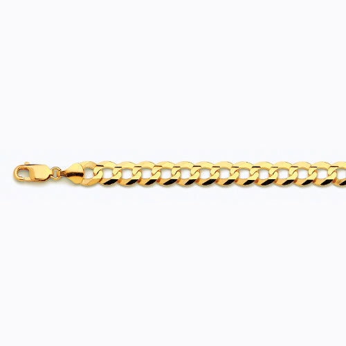 10K 9.5MM YELLOW GOLD SOLID CURB 16" CHAIN NECKLACE