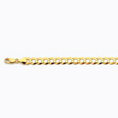 10K 8MM YELLOW GOLD SOLID CURB 28" CHAIN NECKLACE