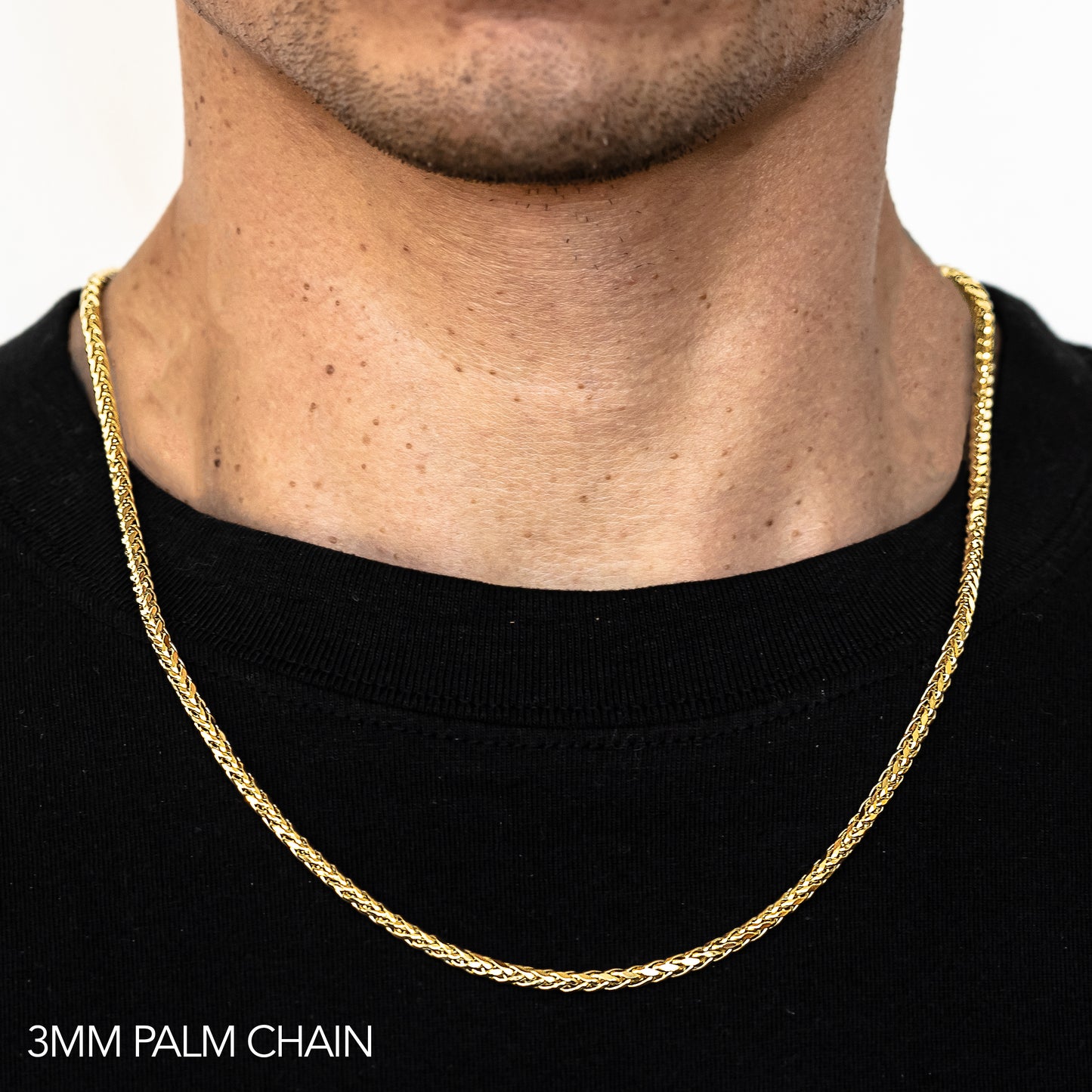 10K 3MM YELLOW GOLD PALM 18" CHAIN NECKLACE
