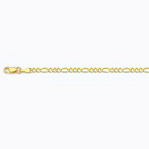 14K 2.5MM YELLOW GOLD SOLID FIGARO 28" CHAIN NECKLACE