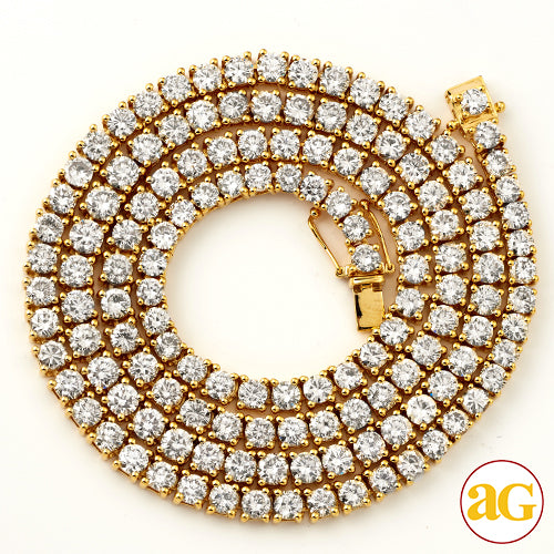 14KY 41.78CTW DIAMOND 4-PRONG TENNIS NECKLACE - 24
