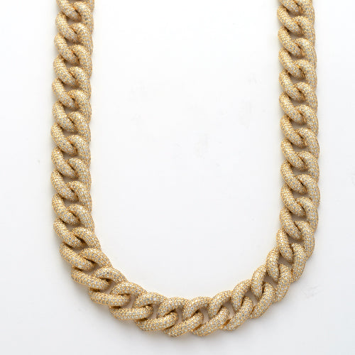 10KY 33.77CTW DIAMOND CUBAN NECKLACE