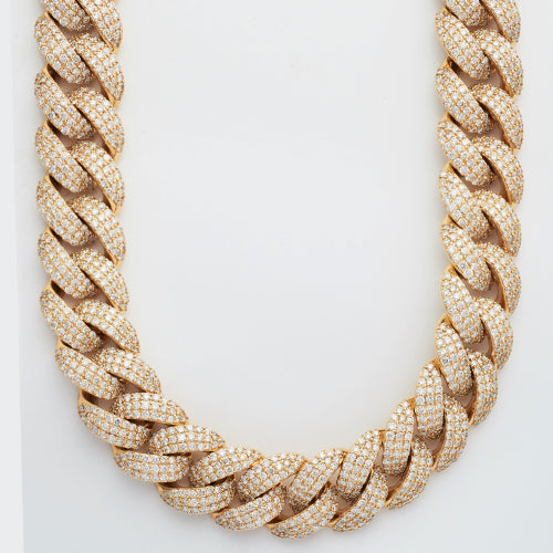 10KY 54.34CTW DIAMOND OVAL - CUBAN NECKLACE-