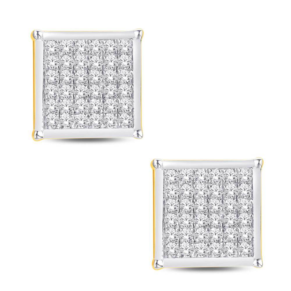 10 Karat Yellow Gold 0.05 Carat Diamonds Square Earrings-0124101-YG - Norma's Jewelry