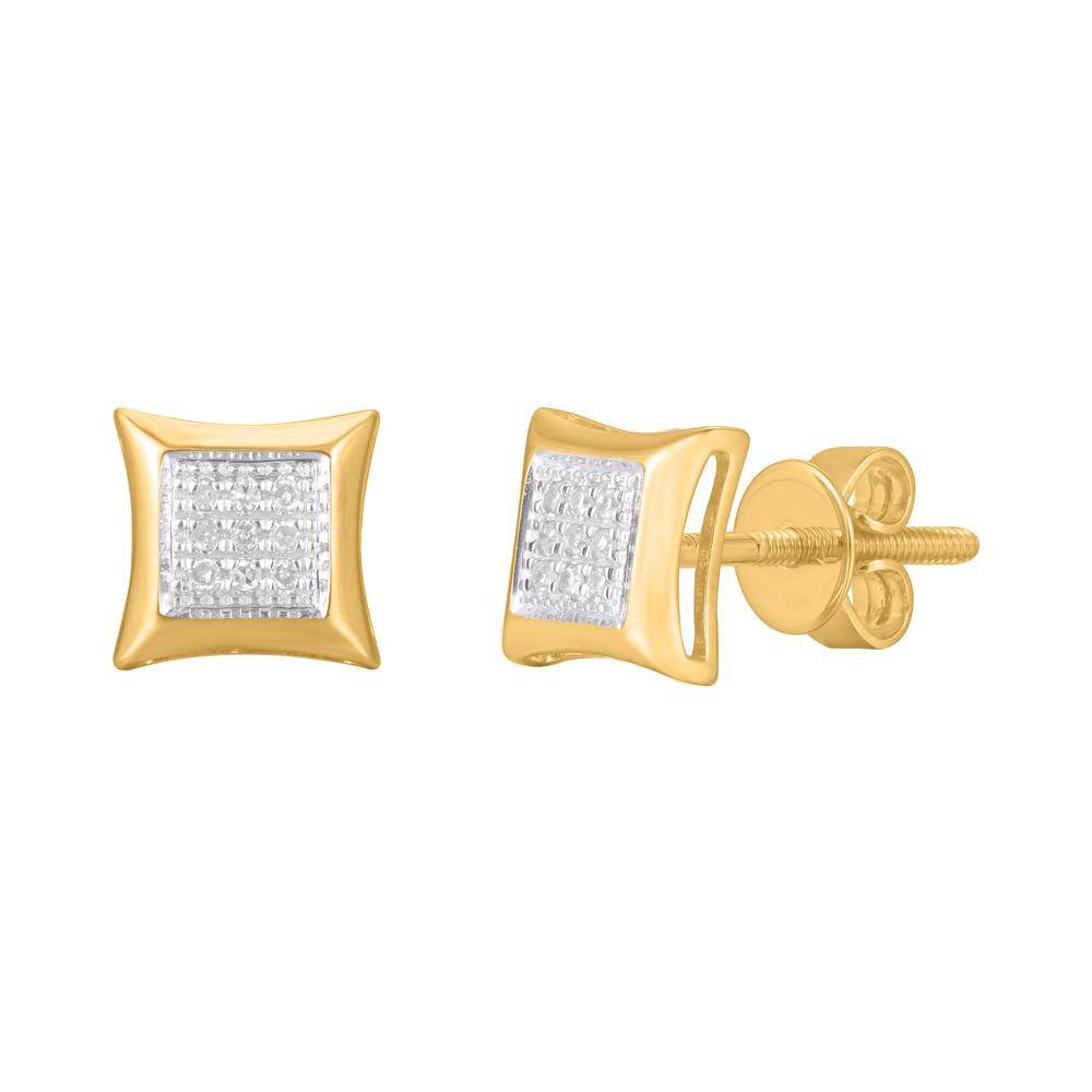 10 Karat Yellow Gold 0.05 Carat Diamonds Square Earrings-0124201-YG - Norma's Jewelry