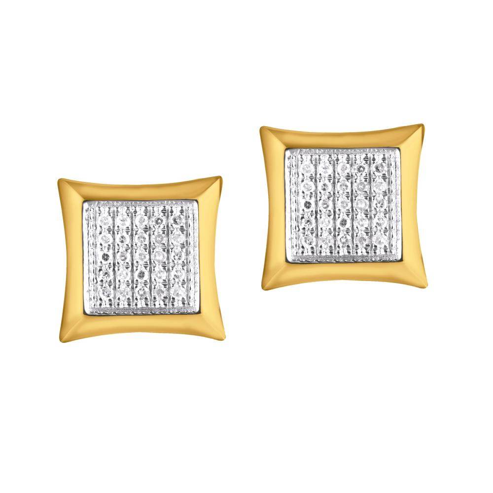 10 Karat Yellow Gold 0.15 Carat Diamonds Square Earrings-0124203-YG - Norma's Jewelry