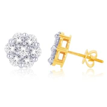 10 Karat Yellow Gold 0.50 Carat Diamonds Flower Earrings-0125666-YG - Norma's Jewelry