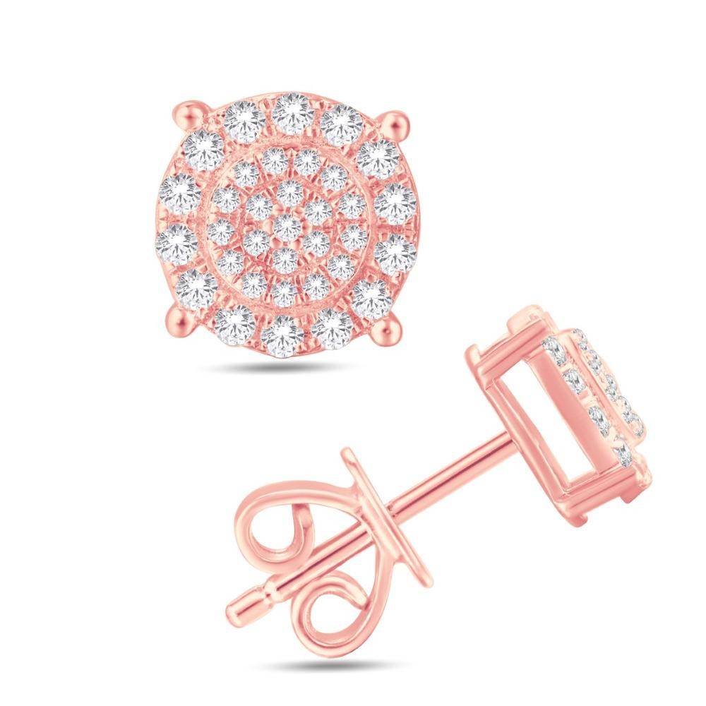 10 Karat All Rose Gold 0.36 Carat Diamonds Round Stud Earrings-0125948-ALR - Norma's Jewelry