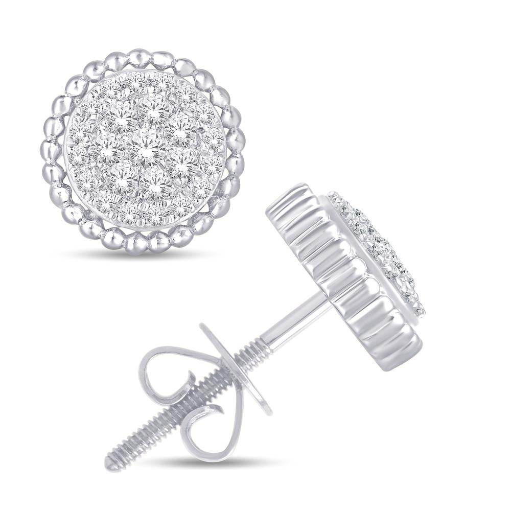 10 Karat White Gold 0.25 Carat Diamonds Flower Earrings-0126760-WG - Norma's Jewelry