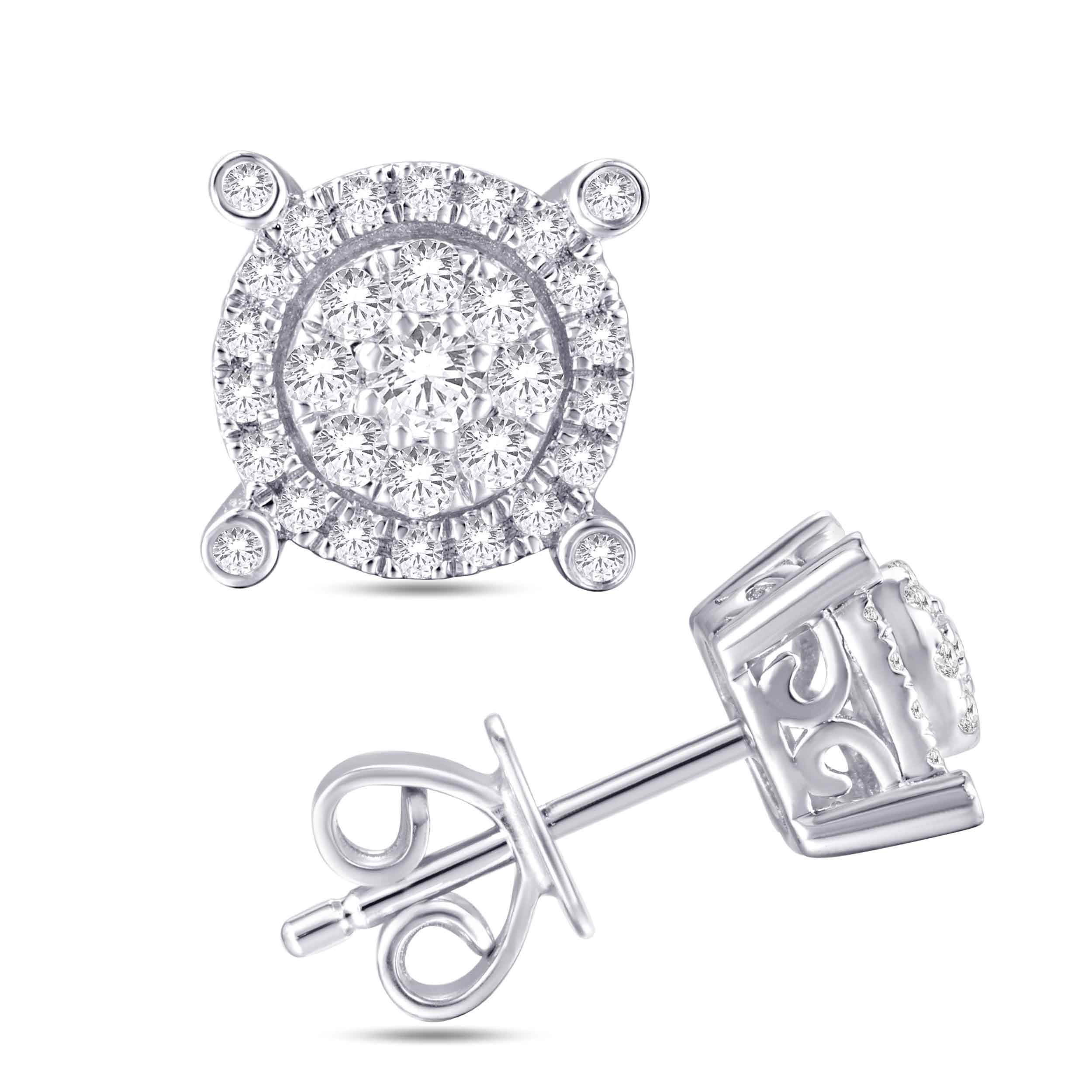 14 Karat White Gold 0.35 Carat Diamonds Round Earrings-0128083-WG - Norma's Jewelry