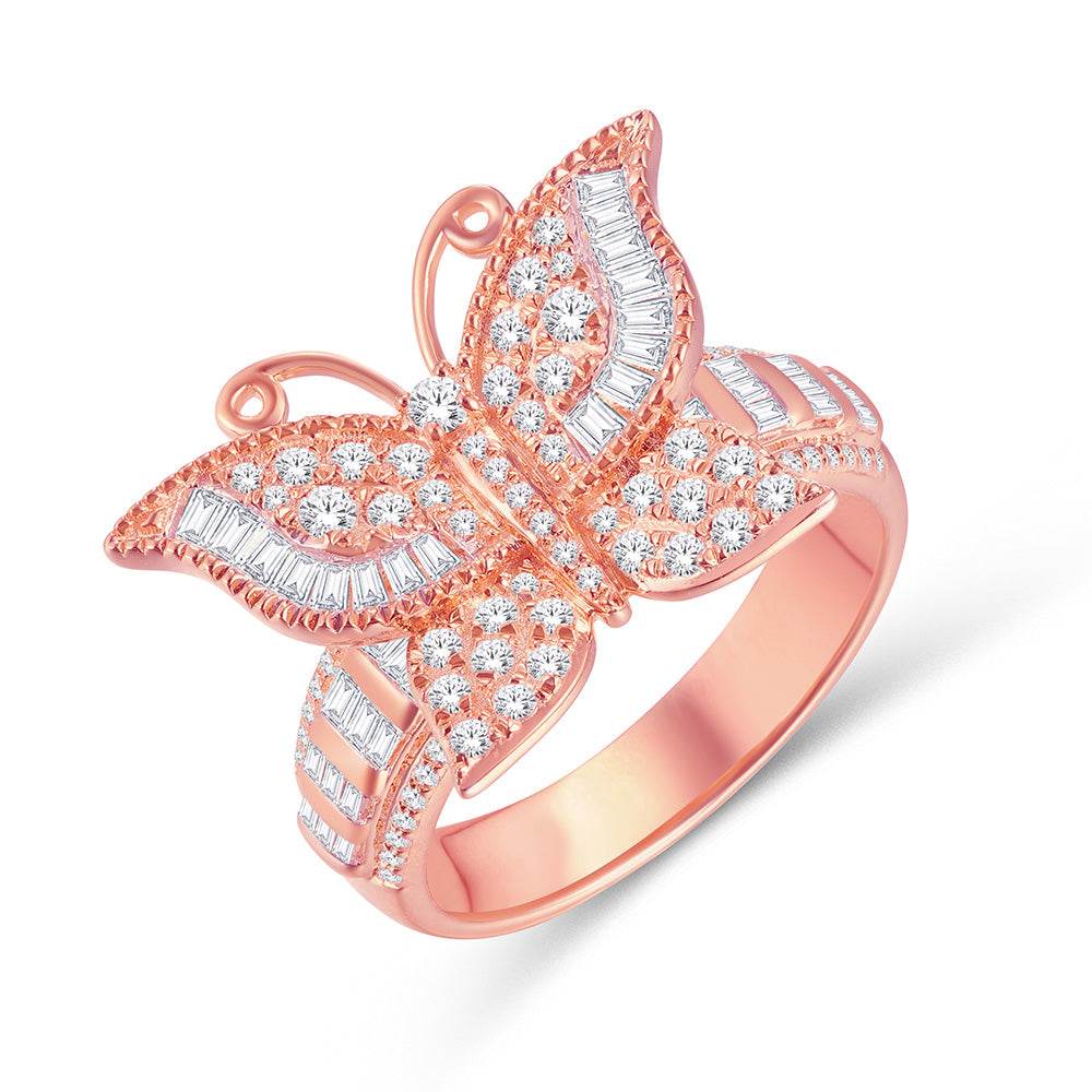 10 Karat All Rose Gold 1.00 Carat Diamonds Butterfly Ladies Ring-0224049-ALR - Norma's Jewelry