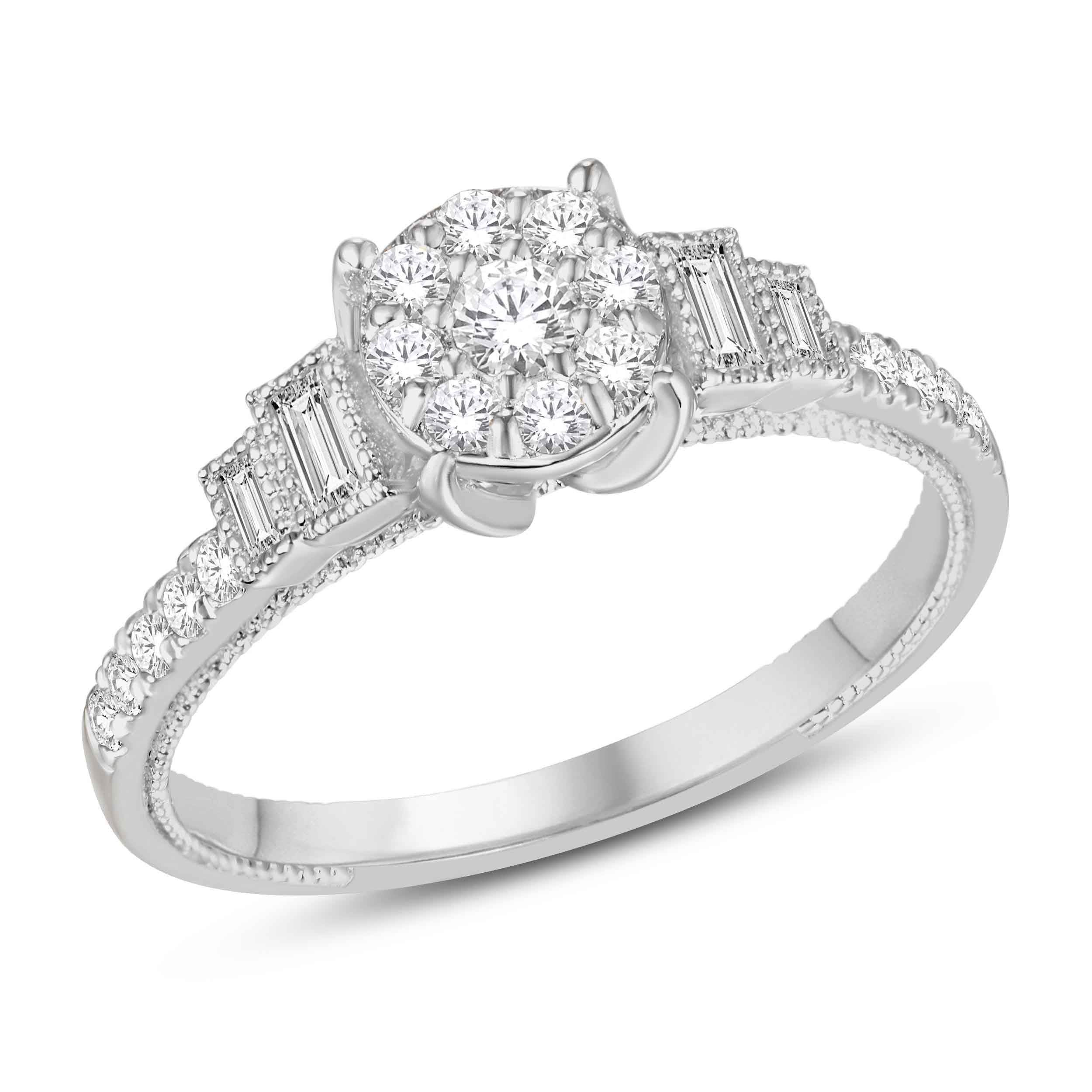 14 Karat White Gold 0.46 Carat Diamonds Round Ladies Ring-0225407-WG - Norma's Jewelry