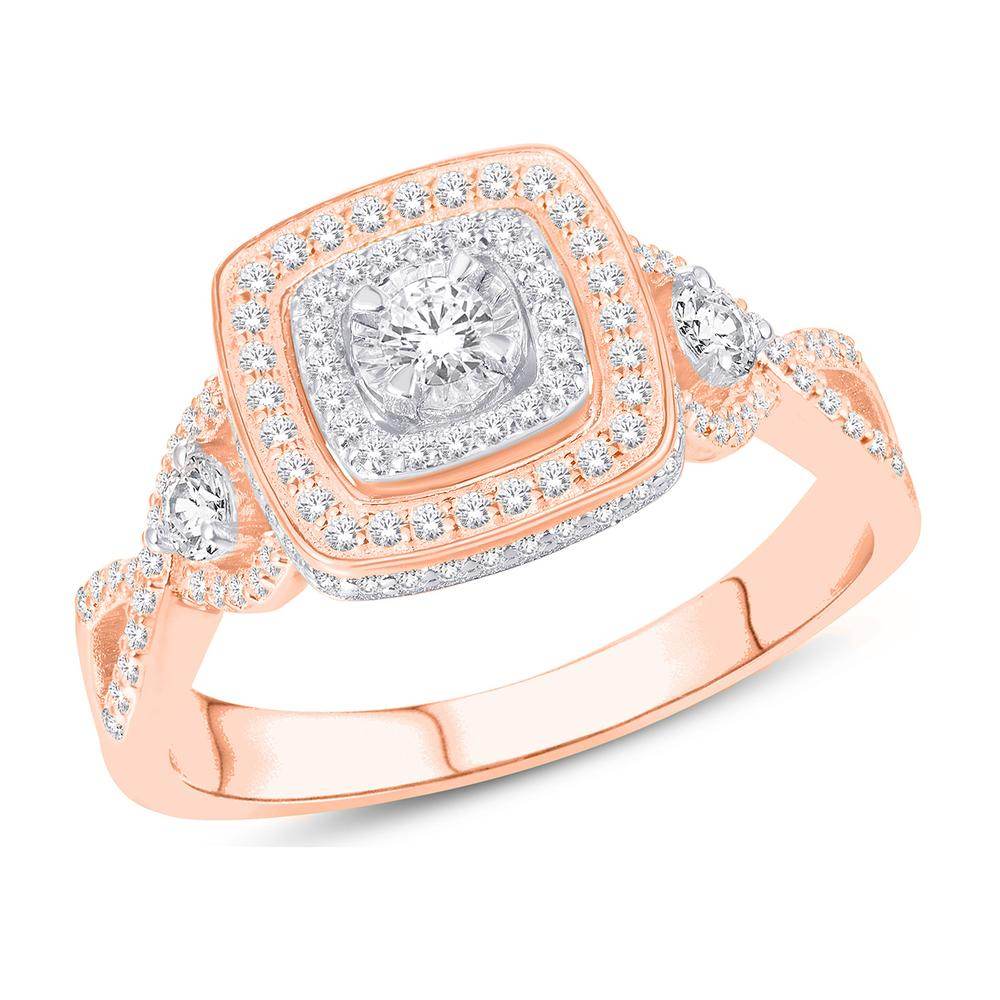 10 Karat Two-Tone (Rose and White) Gold 0.51 Carat Diamonds Double Cushion Ladies Ring-0225781-RW - Norma's Jewelry