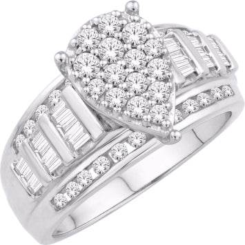 10 Karat White Gold 1.00 Carat Diamonds(L) Pear Cinderella Ladies Ring-0226137-WG - Norma's Jewelry