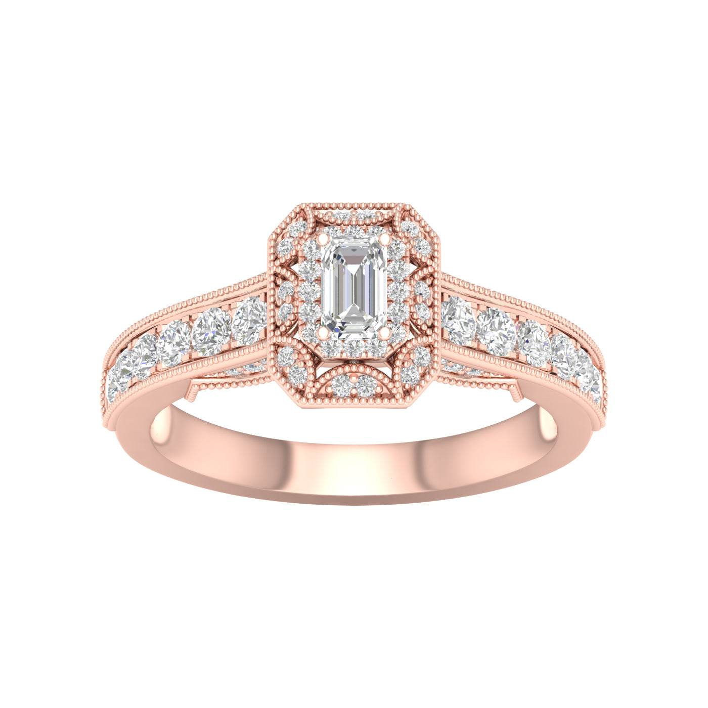 14 Karat Rose Gold 0.75 Carat Diamonds (0.25 CTR) Radiant Bridal Ring-0227931-RG - Norma's Jewelry