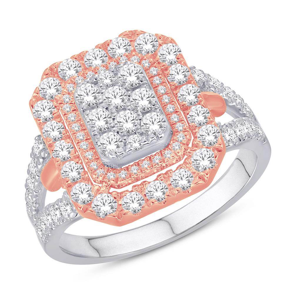 14 Karat Two-tone (White and Rose) Gold 1.25 Carat Diamonds Cushion Ladies Ring-0228124-WR - Norma's Jewelry
