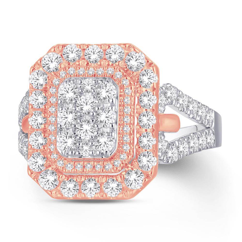 14 Karat Two-tone (White and Rose) Gold 1.25 Carat Diamonds Cushion Ladies Ring-0228124-WR - Norma's Jewelry