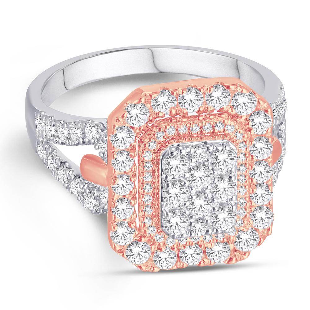 14 Karat Two-tone (White and Rose) Gold 1.25 Carat Diamonds Cushion Ladies Ring-0228124-WR - Norma's Jewelry