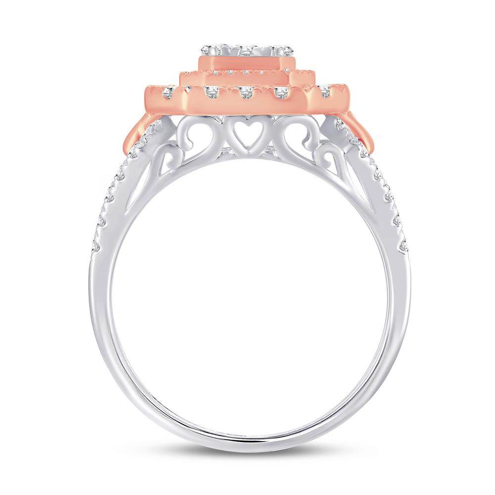 14 Karat Two-tone (White and Rose) Gold 1.25 Carat Diamonds Cushion Ladies Ring-0228124-WR - Norma's Jewelry