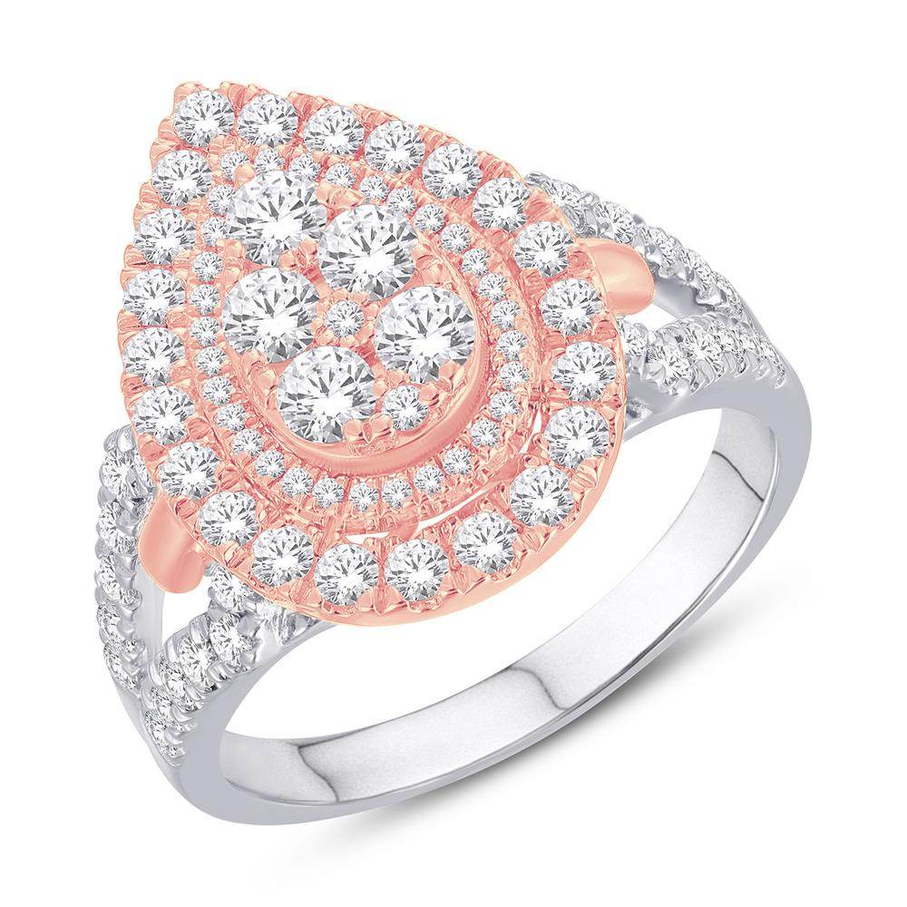 14 Karat Two-tone (White and Rose) Gold 1.24 Carat Diamonds Pear Ladies Ring-0228126-WR - Norma's Jewelry