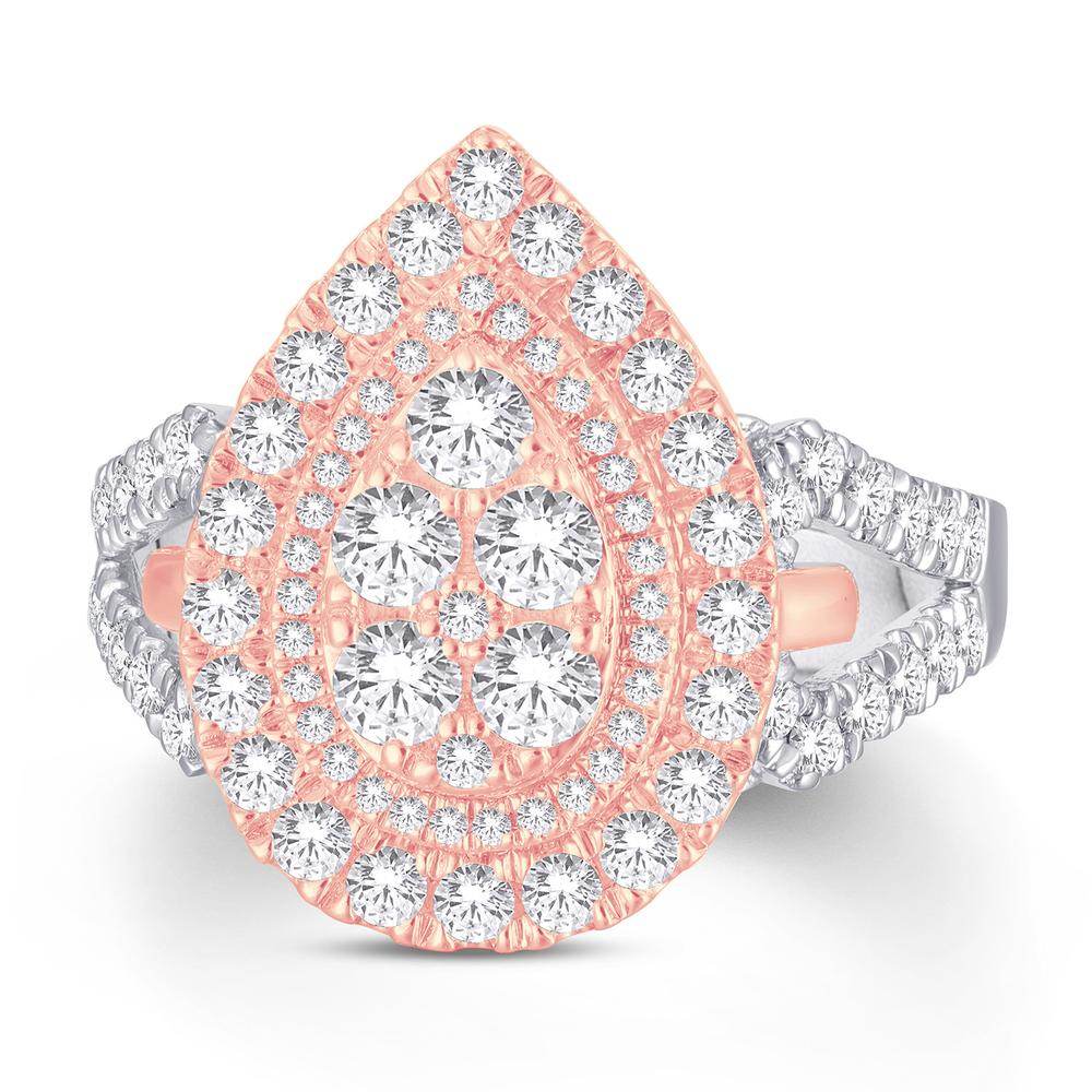 14 Karat Two-tone (White and Rose) Gold 1.24 Carat Diamonds Pear Ladies Ring-0228126-WR - Norma's Jewelry