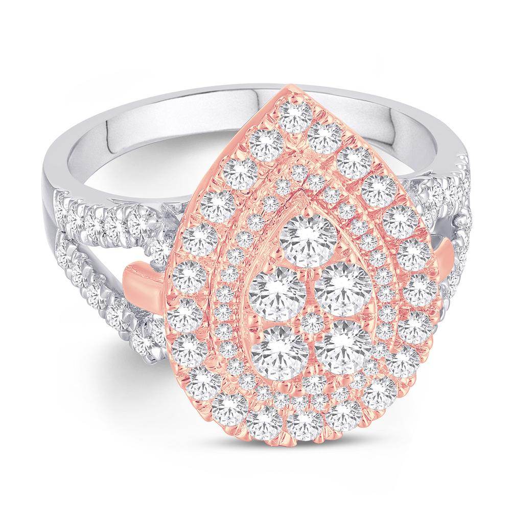 14 Karat Two-tone (White and Rose) Gold 1.24 Carat Diamonds Pear Ladies Ring-0228126-WR - Norma's Jewelry
