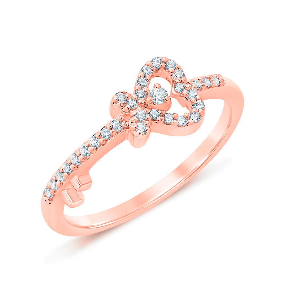 10 Karat Rose Gold 0.15 Carat Diamonds Key Ladies Ring-0229962-RG