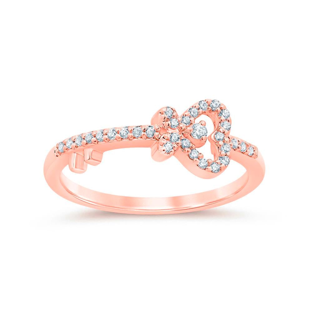 10 Karat Rose Gold 0.15 Carat Diamonds Key Ladies Ring-0229962-RG