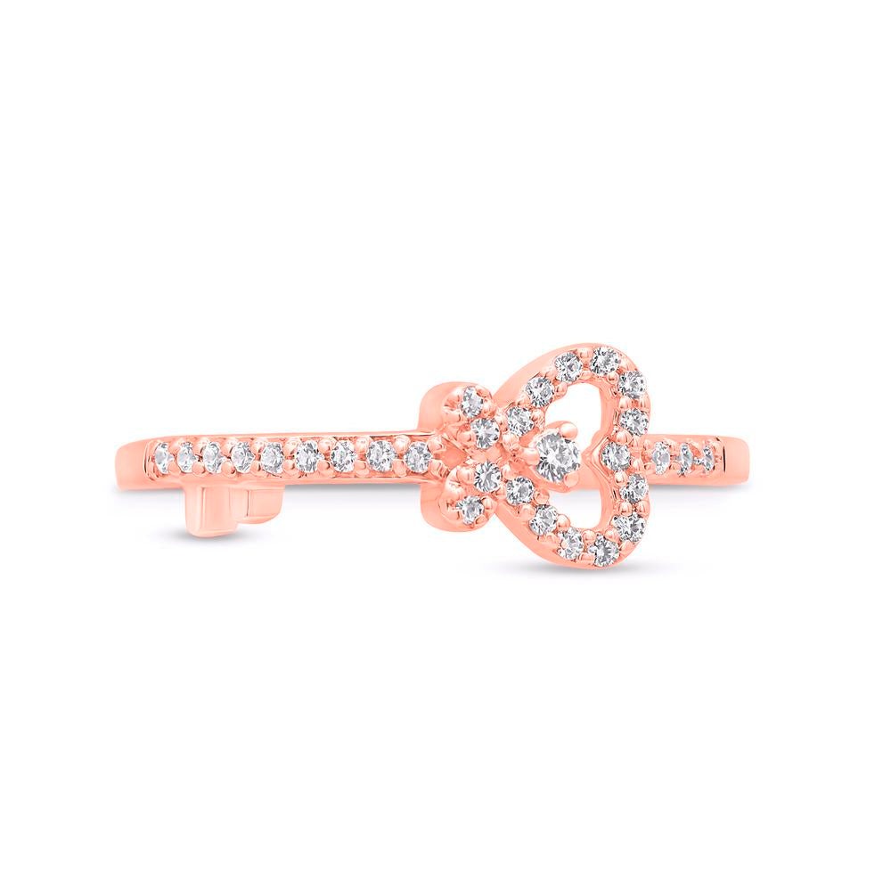 10 Karat Rose Gold 0.15 Carat Diamonds Key Ladies Ring-0229962-RG