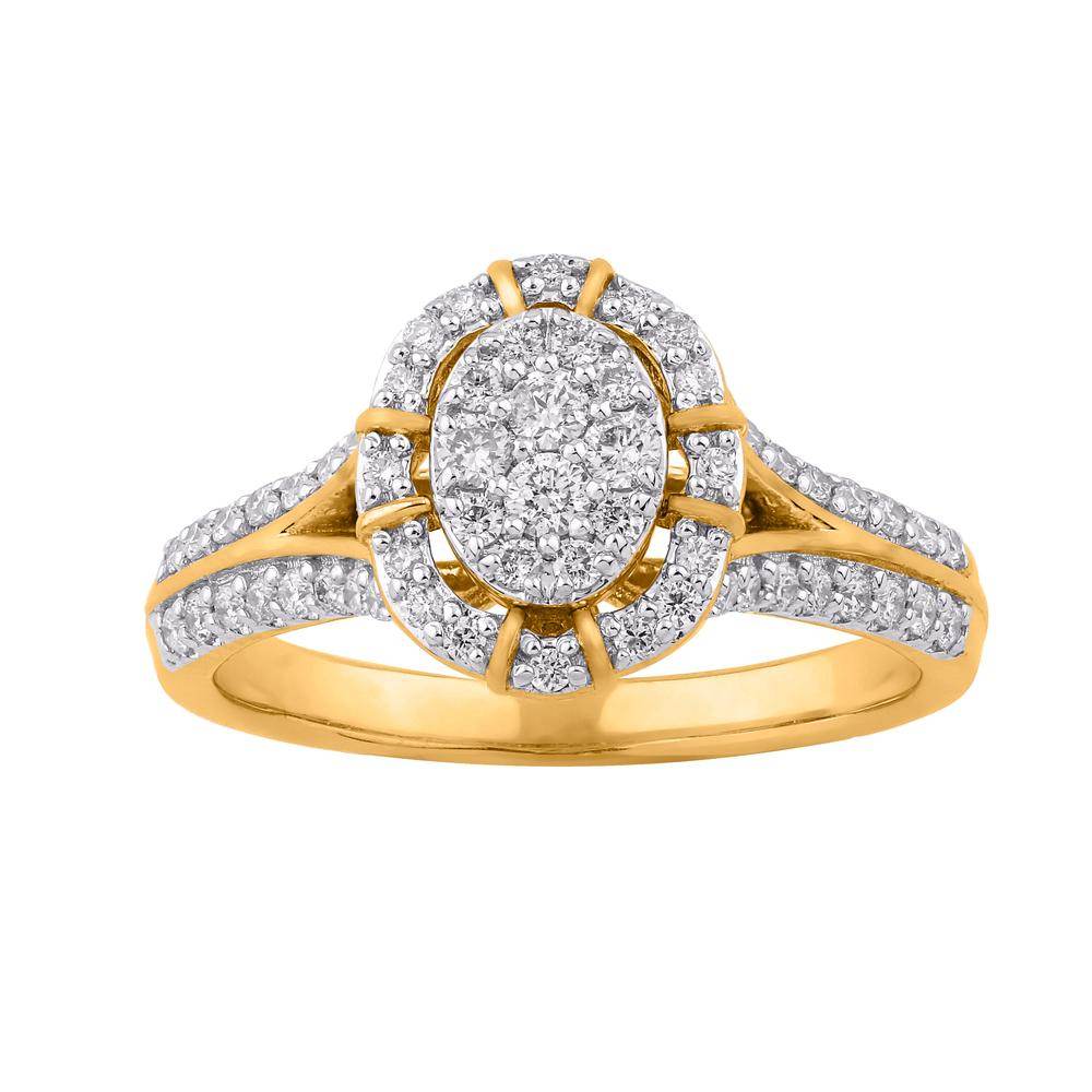 10 Karat Two-Tone (Yellow and White) Gold 0.50 Carat Diamonds Oval Ladies Ring-0229981-YW - Norma's Jewelry