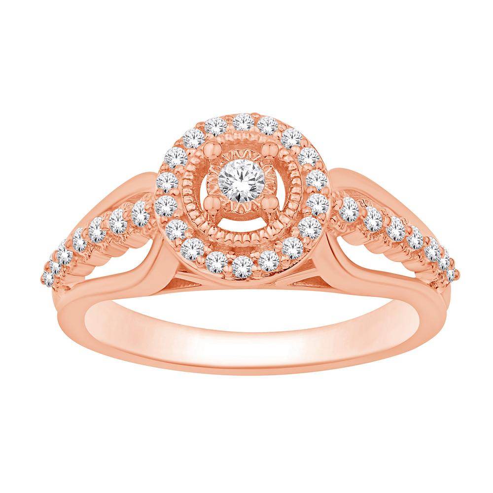 14 Karat Rose Gold 0.30 Carat Diamonds Milgrain Halo Ladies Ring-0232296-RG - Norma's Jewelry