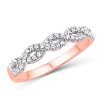 14 Karat Rose Gold 0.20 Carat Diamonds Intertwined Link Ladies Band-0725083-RG - Norma's Jewelry