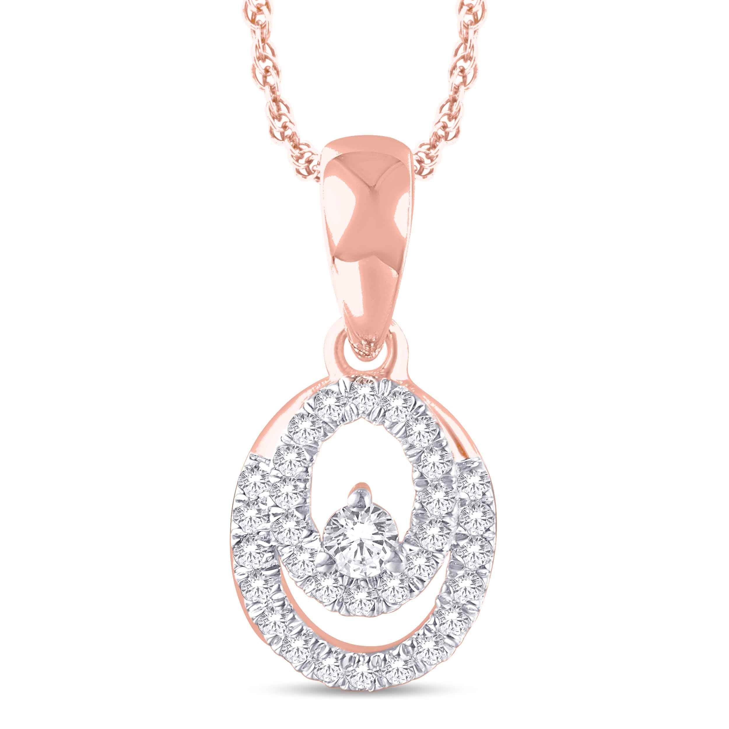 10 Karat Rose Gold 0.13 Carat Diamonds Oval Pendant-0825408-RG - Norma's Jewelry