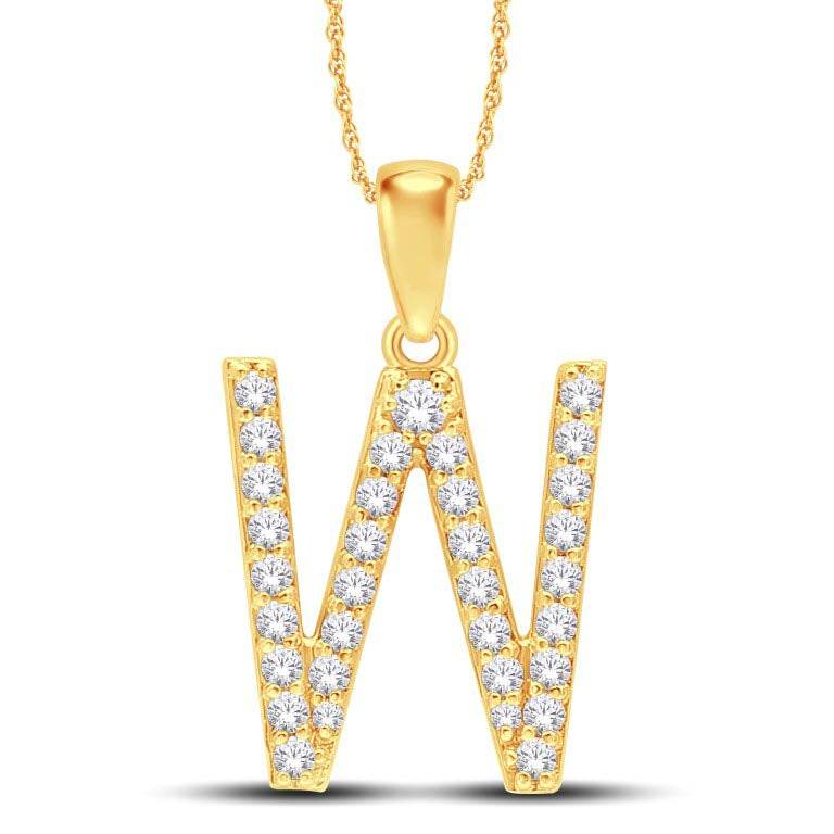 10 Karat All Yellow Gold 0.29 Carat Diamonds Initial (W) Pendant-0825451-ALY - Norma's Jewelry