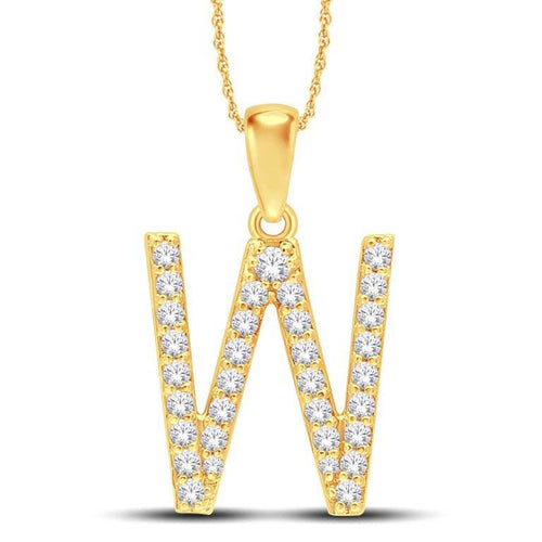 10 Karat All Yellow Gold 0.29 Carat Diamonds Initial (W) Pendant-0825451-ALY - Norma's Jewelry