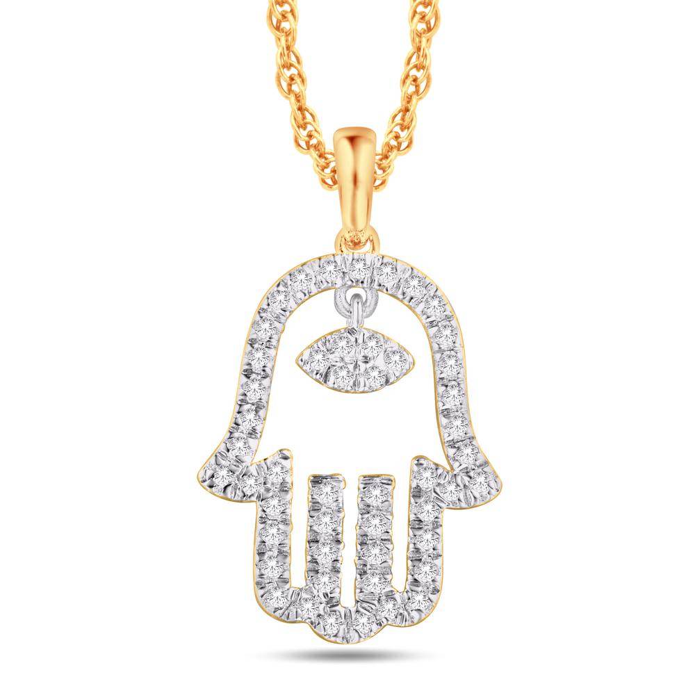 10 Karat Yellow Gold 0.16 Carat Diamonds Hamsa Pendant 0825948-YG - Norma's Jewelry