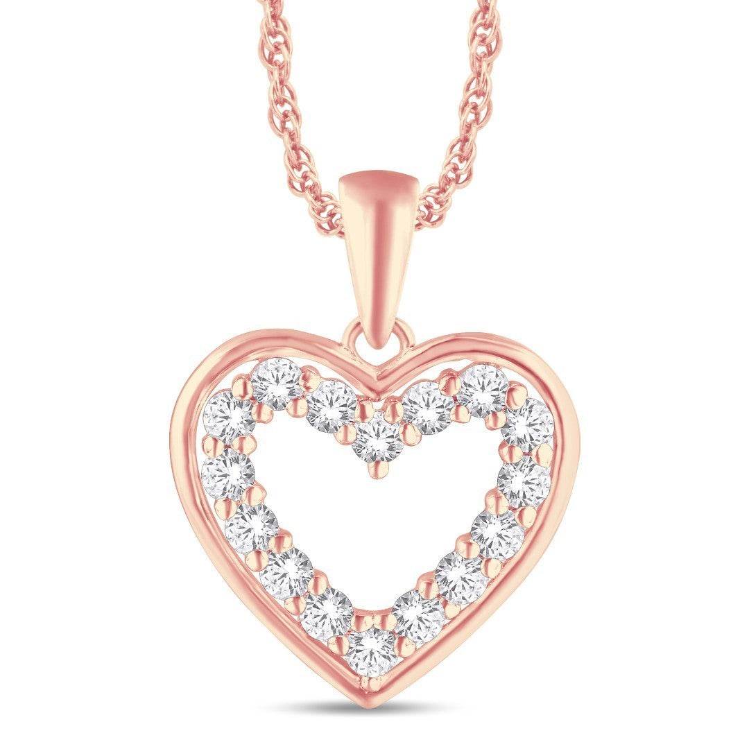 10 Karat All Rose Gold 0.25 Carat Diamonds Heart Pendant-0825979-ALR - Norma's Jewelry