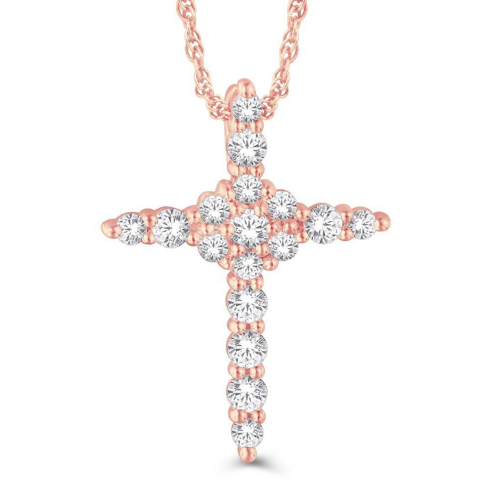 10 Karat All Rose Gold 0.50 Carat Diamonds Latin Cross Pendant-0826970-ALR - Norma's Jewelry