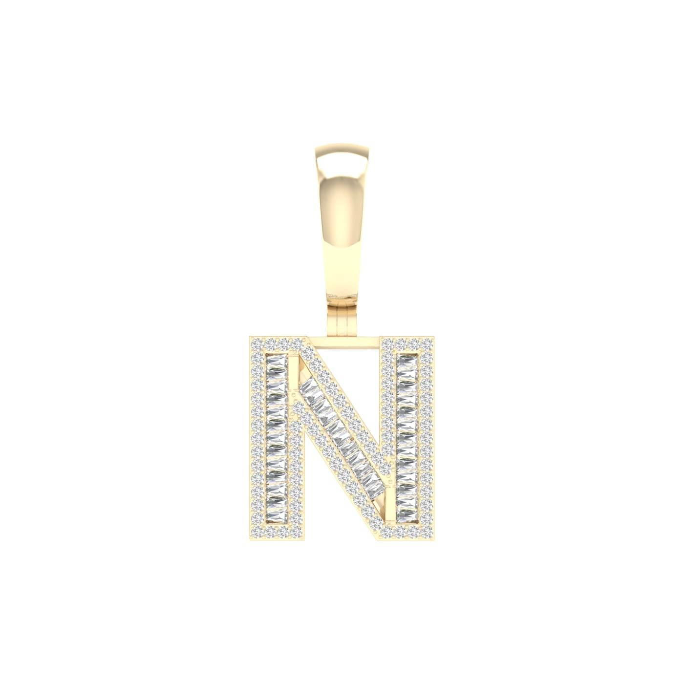 10 Karat Yellow Gold 0.52 Carat Diamonds Initial (N) Pendant-0827395-YG - Norma's Jewelry