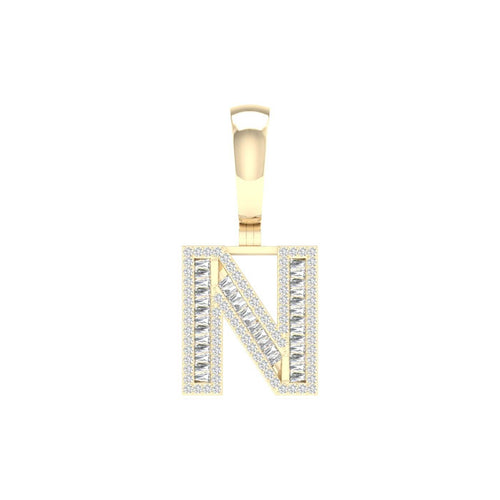 10 Karat Yellow Gold 0.52 Carat Diamonds Initial (N) Pendant-0827395-YG - Norma's Jewelry