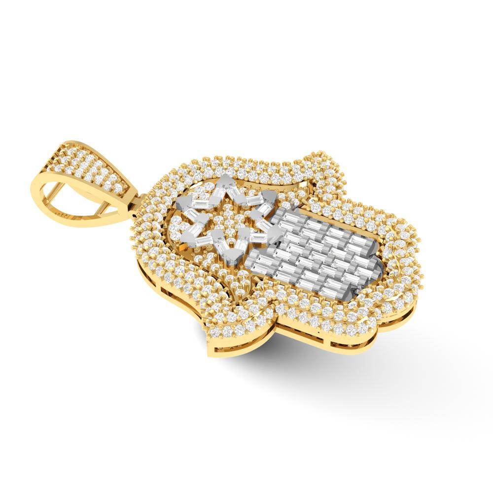 10 Karat Two-Tone Gold 2.58 Carat Diamonds Hamsa Pendant-0830013-TT - Norma's Jewelry