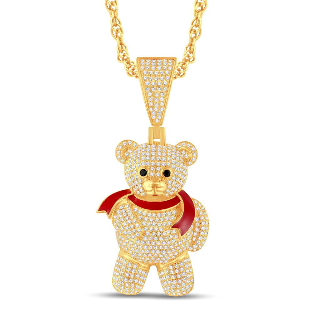 10 Karat All Yellow Gold 1.08 Carat Diamonds Teddy Bear HipHop Pendant-1026319-ALY