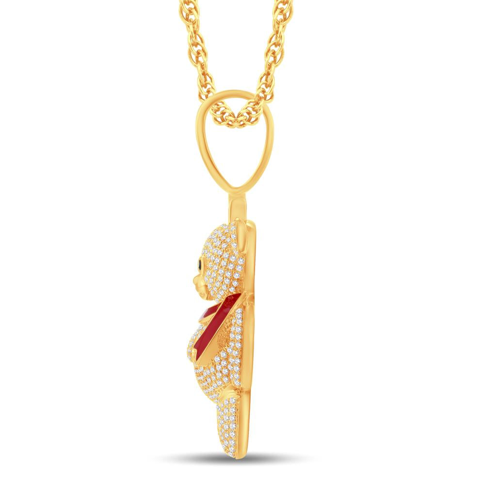 10 Karat All Yellow Gold 1.08 Carat Diamonds Teddy Bear HipHop Pendant-1026319-ALY