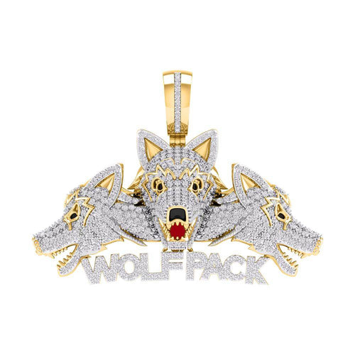 10 Karat Yellow Gold 1.25 Carat Diamonds 3Wolfpack HipHop Pendant-1027136-YG - Norma's Jewelry