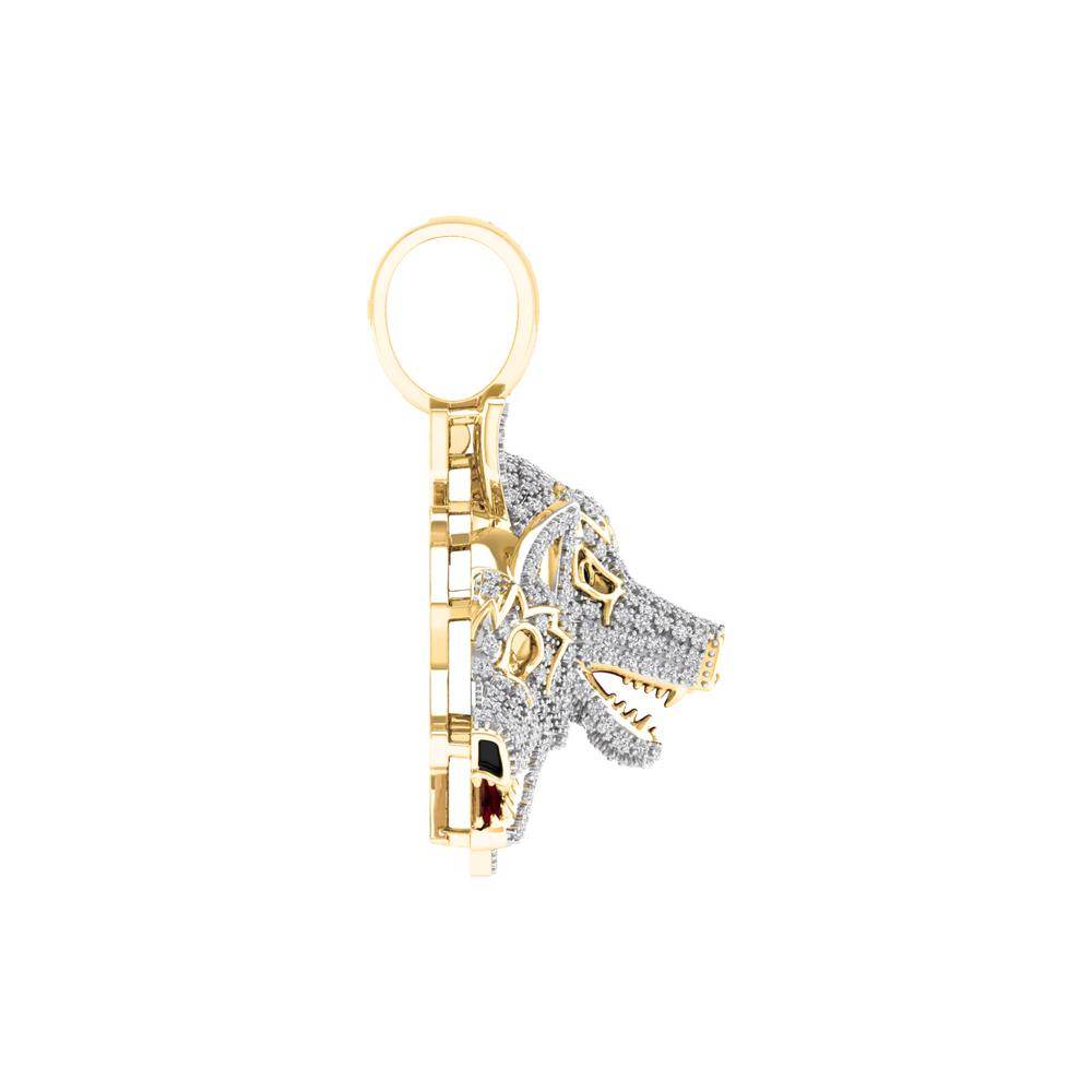 10 Karat Yellow Gold 1.25 Carat Diamonds 3Wolfpack HipHop Pendant-1027136-YG - Norma's Jewelry