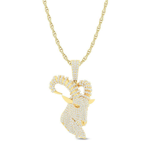 10 Karat Yellow Gold 3.75 Carat Diamonds Goat HipHop Pendant-1029617-YG - Norma's Jewelry