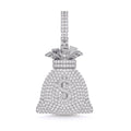 10 Karat White Gold 4.10 Carat Diamonds Money Bag HipHop Pendant-1030004-WG - Norma's Jewelry