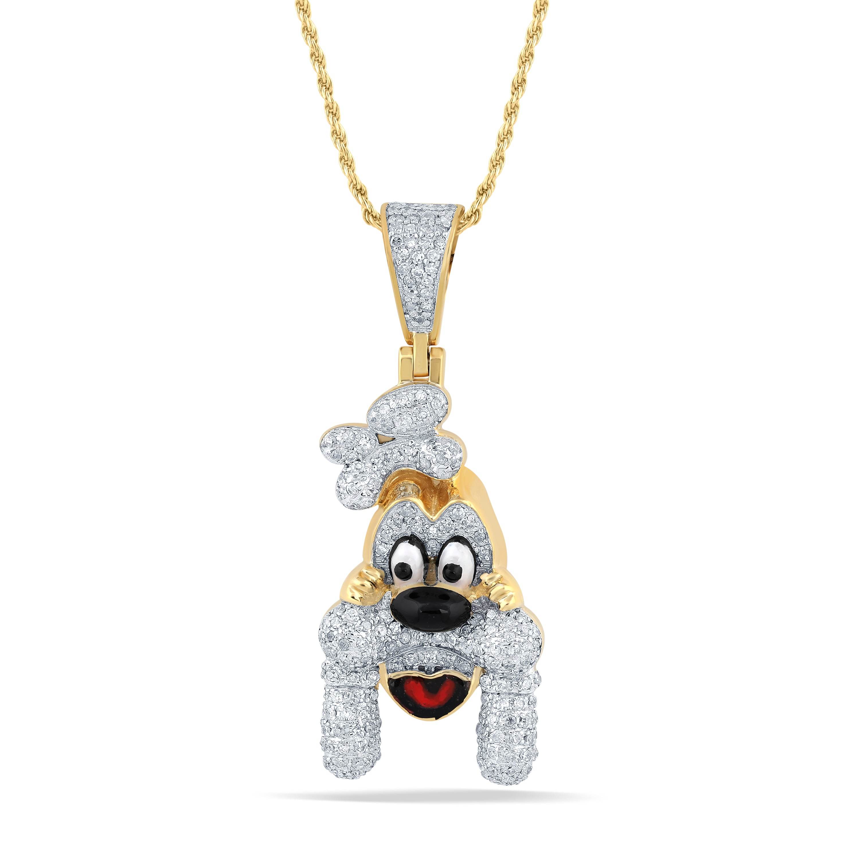 10 Karat Two-Tone (Yellow and White) Gold 0.65 Carat Diamonds Goofy HipHop Pendant-1050062-YW - Norma's Jewelry