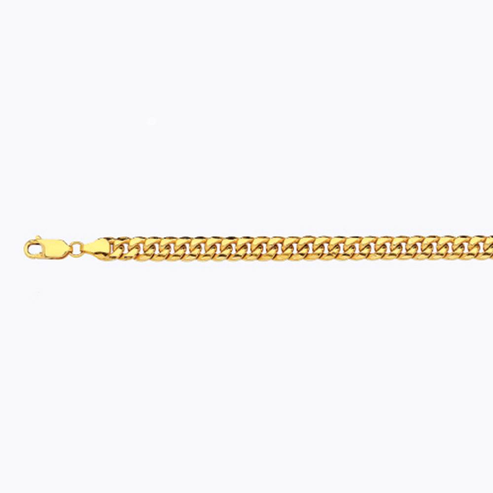 14K 7MM YELLOW GOLD HOLLOW MIAMI CUBAN 8" CHAIN BRACELET (AVAILABLE IN LENGTHS 7" - 30")